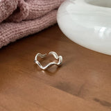 925 Sterling Silver Rings for Women Girl Pearl Wave Irregular Jewelry