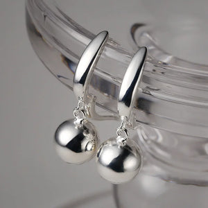 925 Silver Round Ball Earring Women Office Jewelry Gift