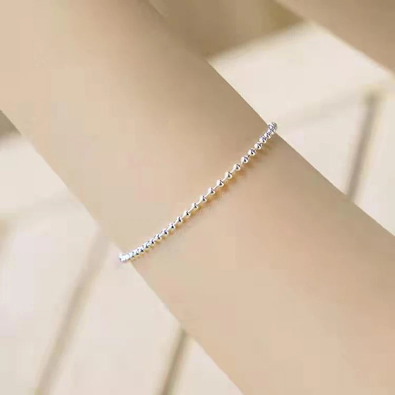 925 Silver Round Beads Bracelet for Women