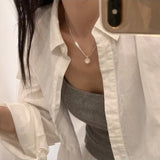 925 Silver Shell Necklace Snake Bone Chain Water Drop Jewelry