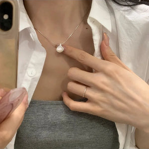 925 Silver Shell Necklace Snake Bone Chain Water Drop Jewelry