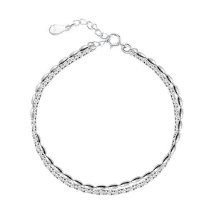 925 Silver Double-Layer Oval Beads Bracelet for Women