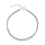 925 Silver Double-Layer Oval Beads Bracelet for Women