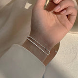 925 Silver Double-Layer Oval Beads Bracelet for Women