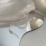 925 Silver Double-Layer Oval Beads Bracelet for Women