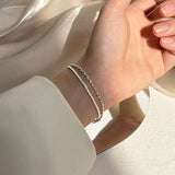 925 Silver Double-Layer Oval Beads Bracelet for Women