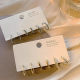 925 Silver Hoop Earrings 6-Piece Set Charming Party Jewelry