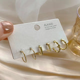 925 Silver Hoop Earrings 6-Piece Set Charming Party Jewelry