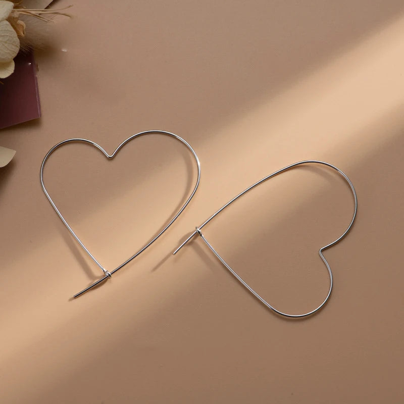 925 Sterling Silver Hollow Heart Earring Love Style Women Earrings