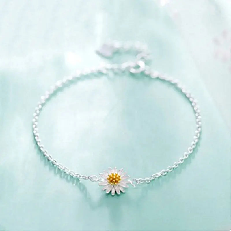 925 Sterling Silver Daisy Bracelet For Women