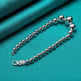 925 Silver Ball Chain Bracelet Women Wedding Jewelry
