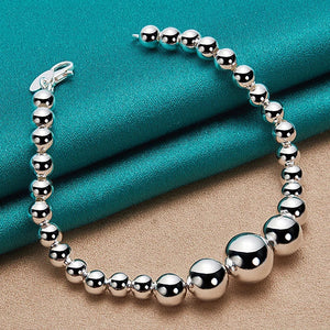 925 Silver Ball Chain Bracelet Women Wedding Jewelry