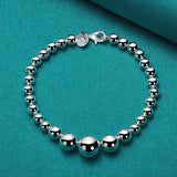 925 Silver Ball Chain Bracelet Women Wedding Jewelry