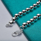 925 Silver Ball Chain Bracelet Women Wedding Jewelry