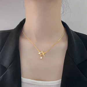 925 Sterling Silver Star And Moon Pendant Necklace For Women