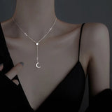 925 Sterling Silver Star And Moon Pendant Necklace For Women