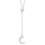 925 Sterling Silver Star And Moon Pendant Necklace For Women