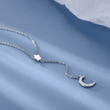 925 Sterling Silver Star And Moon Pendant Necklace For Women