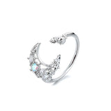 Women's 925 Sterling Silver Star Crystal Adjustable Ring