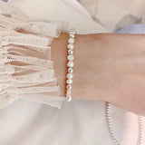 925 Sterling Silver Star Love Heart Pendant Pearl Bracelet