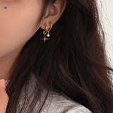 925 Silver Star Pearl Earrings Asymmetry Hip Hop Party Gift