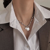 925 Silver Star Smiley Pendant Necklace Personality Retro Jewelry