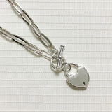 925 Silver Sweater Necklace Buckle LOVE Heart Party
