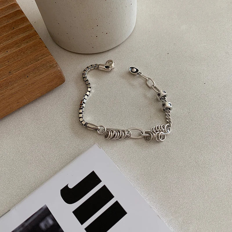 Vintage Heart Shaped Thai Silver Bracelet for Women