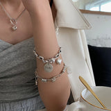 Vintage Heart Shaped Thai Silver Bracelet for Women