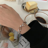 925 Silver Thick Chain Bracelets Geometric Jewelry Gift