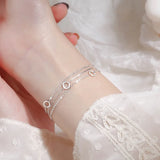 925 Silver 3-Layer Chain Circle Bracelet Women Gift Wedding Accessory