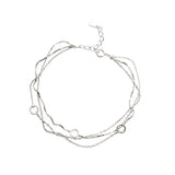 925 Silver 3-Layer Chain Circle Bracelet Women Gift Wedding Accessory