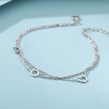 925 Silver 3-Layer Chain Circle Bracelet Women Gift Wedding Accessory