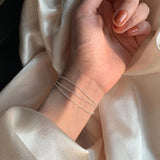 925 Silver Three-layer Beaded Bracelet Women Gift Jewelry