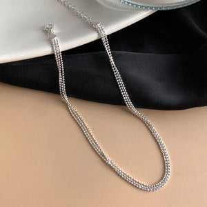 925 Silver Three-layer Beaded Bracelet Women Gift Jewelry
