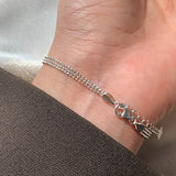 925 Silver Three-layer Beaded Bracelet Women Gift Jewelry