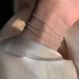 925 Silver Three-layer Beaded Bracelet Women Gift Jewelry
