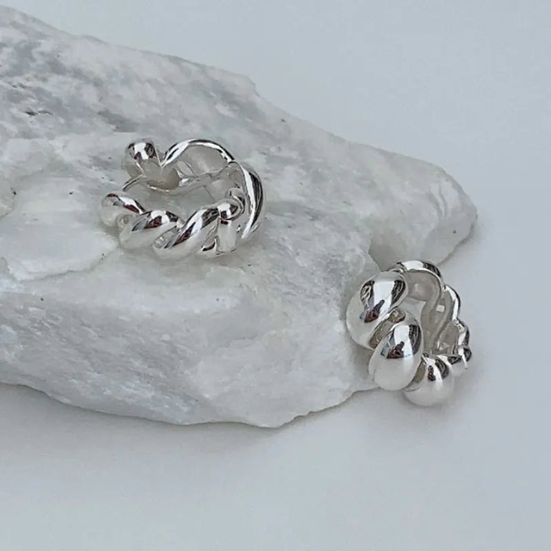 925 Silver Twist Hollow Earrings Women Ins Ear Stud Party Jewelry