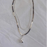 925 Silver Water Drop Chain Necklace for Women Choker Jewelry