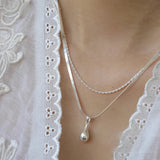 925 Silver Water Drop Chain Necklace for Women Choker Jewelry