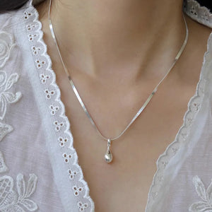 925 Silver Water Drop Chain Necklace for Women Choker Jewelry