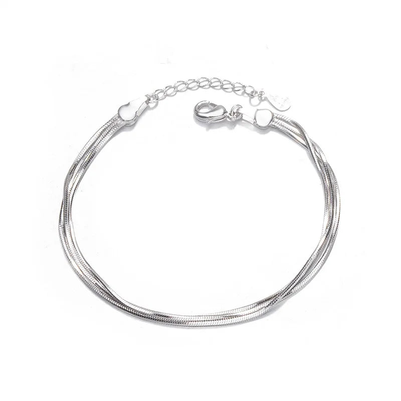 925 Silver 3-layer Small Fresh Bracelet for Women