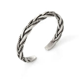 925 Silver Woven Twist Texture Bangle Vintage Thai Bracelet