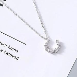 925 Silver Zircon Moon Necklace Women Jewelry Gift