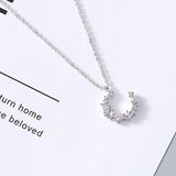925 Silver Zircon Moon Necklace Women Jewelry Gift