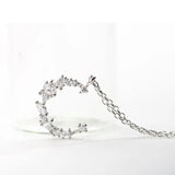 925 Silver Zircon Moon Necklace Women Jewelry Gift