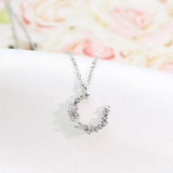 925 Silver Zircon Moon Necklace Women Jewelry Gift