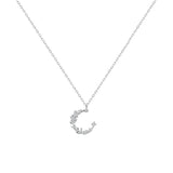 925 Silver Zircon Moon Necklace Women Jewelry Gift