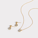 Classical Zircon Earring Necklace Set - 925 Sterling Silver