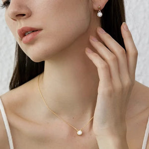 Classical Zircon Earring Necklace Set - 925 Sterling Silver